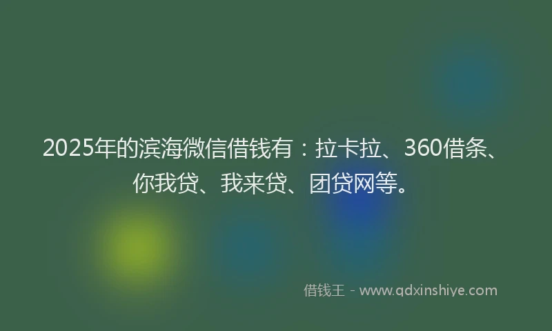 2025年的滨海微信借钱有：拉卡拉、360借条、你我贷、我来贷、团贷网等。