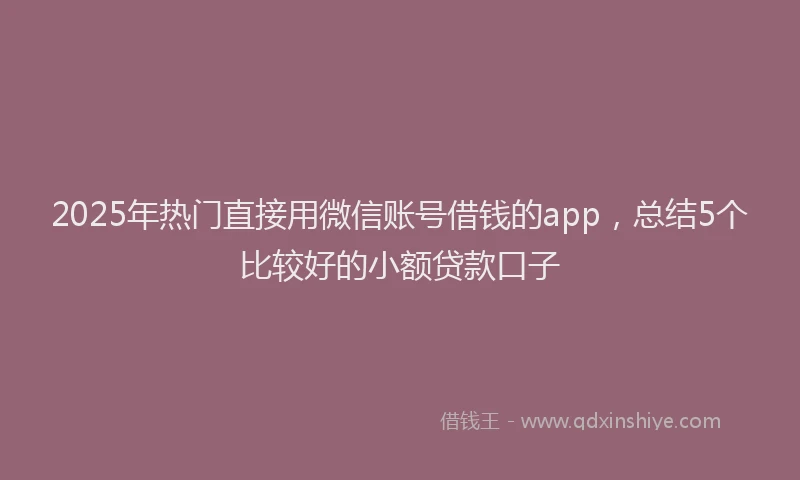 2025年热门直接用微信账号借钱的app，总结5个比较好的小额贷款口子