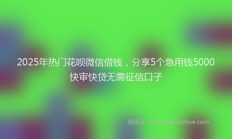2025年热门花呗微信借钱，分享5个急用钱5000快审快贷无需征信口子