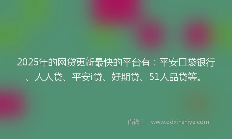 2025年的网贷更新最快的平台有：平安口袋银行、人人贷、平安i贷、好期贷、51人品贷等。