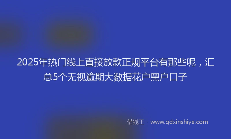 2025年热门线上直接放款正规平台有那些呢，汇总5个无视逾期大数据花户黑户口子