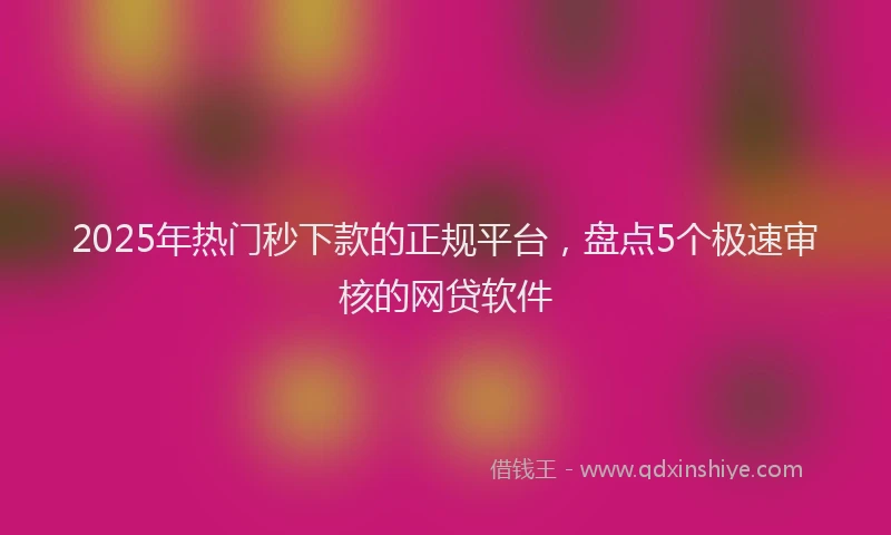 2025年热门秒下款的正规平台，盘点5个极速审核的网贷软件