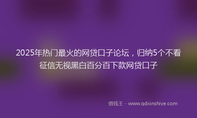 2025年热门最火的网贷口子论坛，归纳5个不看征信无视黑白百分百下款网贷口子