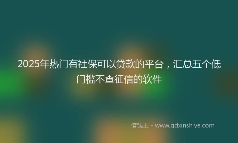2025年热门有社保可以贷款的平台，汇总五个低门槛不查征信的软件