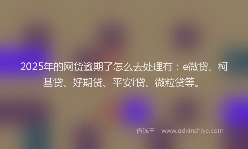 2025年的网货逾期了怎么去处理有：e微贷、柯基贷、好期贷、平安i贷、微粒贷等。