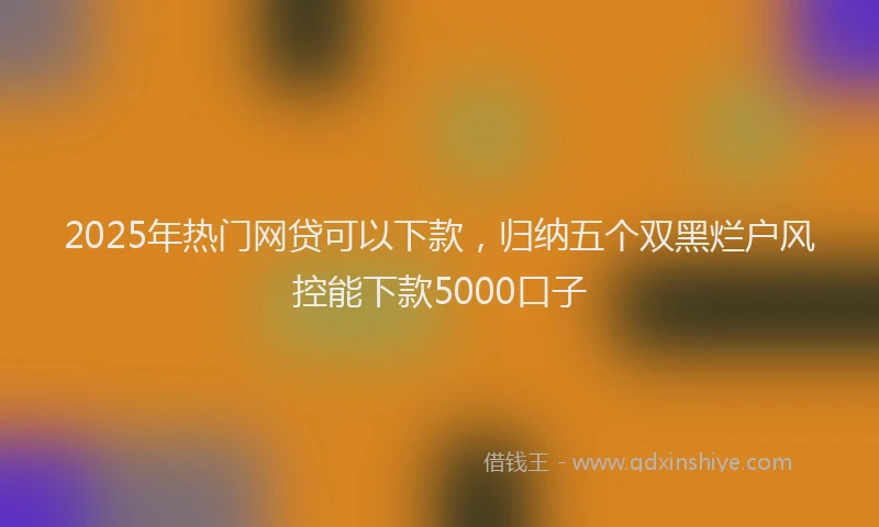 2025年热门网贷可以下款，归纳五个双黑烂户风控能下款5000口子