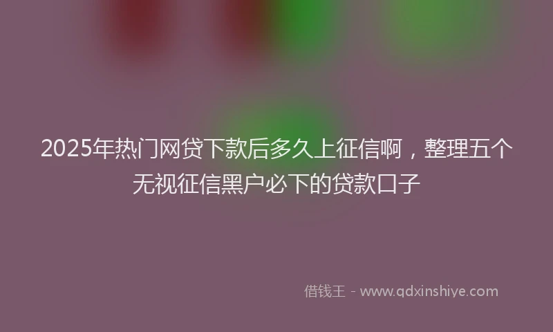 2025年热门网贷下款后多久上征信啊，整理五个无视征信黑户必下的贷款口子