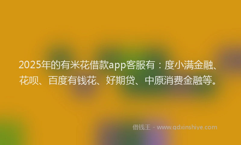 2025年的有米花借款app客服有：度小满金融、花呗、百度有钱花、好期贷、中原消费金融等。