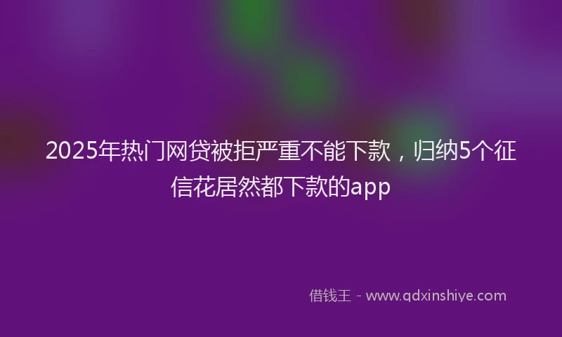 2025年热门网贷被拒严重不能下款，归纳5个征信花居然都下款的app