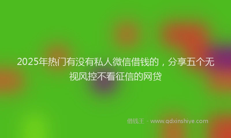 2025年热门有没有私人微信借钱的，分享五个无视风控不看征信的网贷