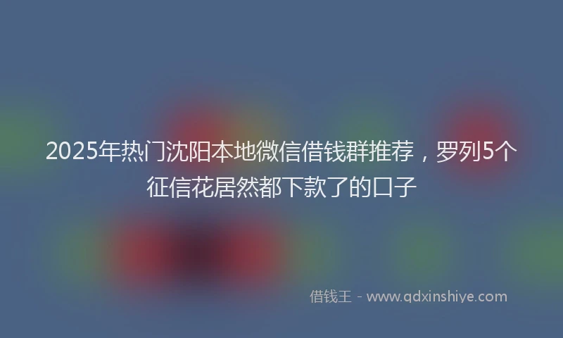 2025年热门沈阳本地微信借钱群推荐，罗列5个征信花居然都下款了的口子