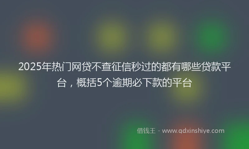 2025年热门网贷不查征信秒过的都有哪些贷款平台，概括5个逾期必下款的平台