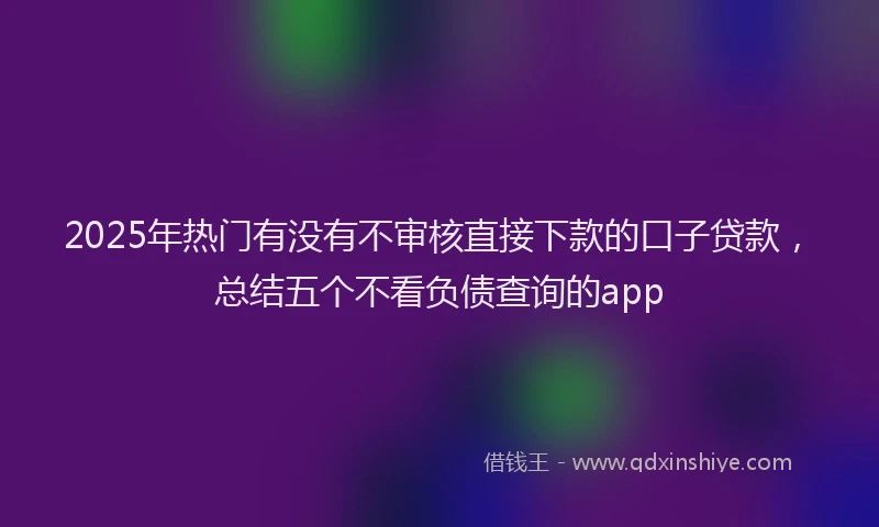 2025年热门有没有不审核直接下款的口子贷款，总结五个不看负债查询的app