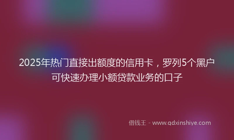 2025年热门直接出额度的信用卡，罗列5个黑户可快速办理小额贷款业务的口子