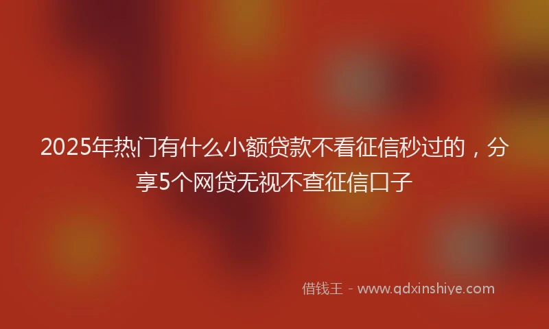 2025年热门有什么小额贷款不看征信秒过的，分享5个网贷无视不查征信口子
