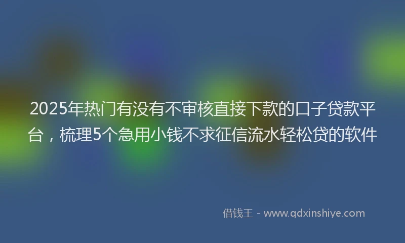 2025年热门有没有不审核直接下款的口子贷款平台，梳理5个急用小钱不求征信流水轻松贷的软件