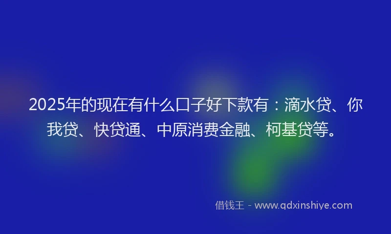 2025年的现在有什么口子好下款有：滴水贷、你我贷、快贷通、中原消费金融、柯基贷等。