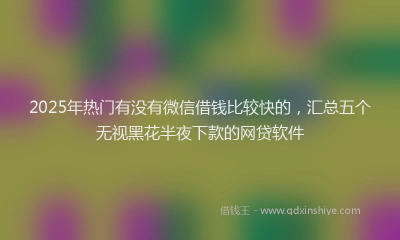 2025年热门有没有微信借钱比较快的，汇总五个无视黑花半夜下款的网贷软件