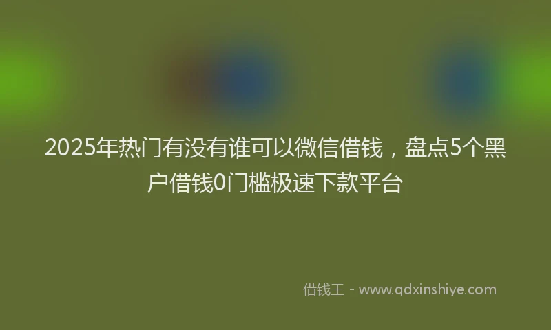 2025年热门有没有谁可以微信借钱，盘点5个黑户借钱0门槛极速下款平台