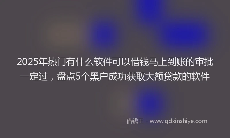 2025年热门有什么软件可以借钱马上到账的审批一定过，盘点5个黑户成功获取大额贷款的软件