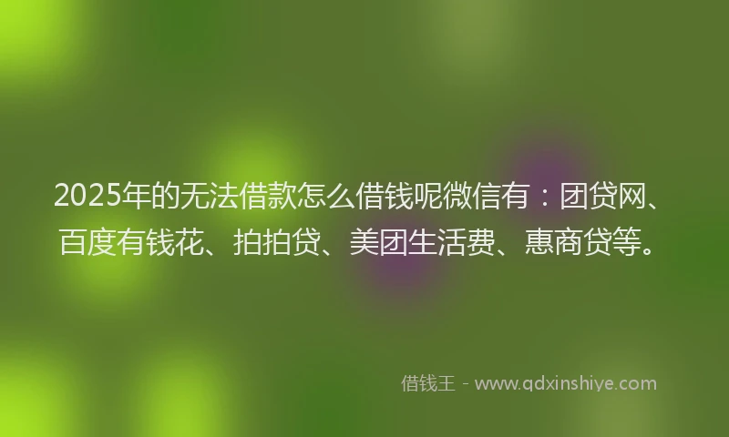2025年的无法借款怎么借钱呢微信有：团贷网、百度有钱花、拍拍贷、美团生活费、惠商贷等。
