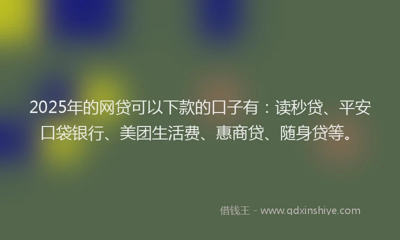2025年的网贷可以下款的口子有：读秒贷、平安口袋银行、美团生活费、惠商贷、随身贷等。
