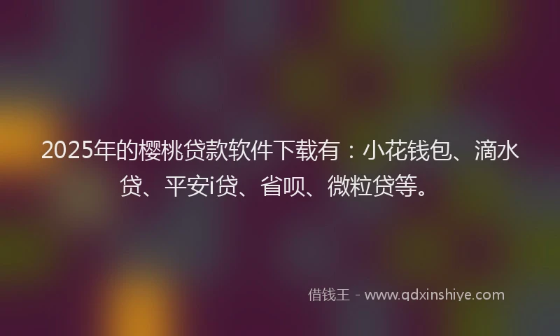 2025年的樱桃贷款软件下载有：小花钱包、滴水贷、平安i贷、省呗、微粒贷等。