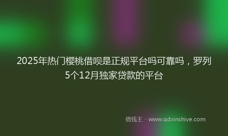 2025年热门樱桃借呗是正规平台吗可靠吗，罗列5个12月独家贷款的平台
