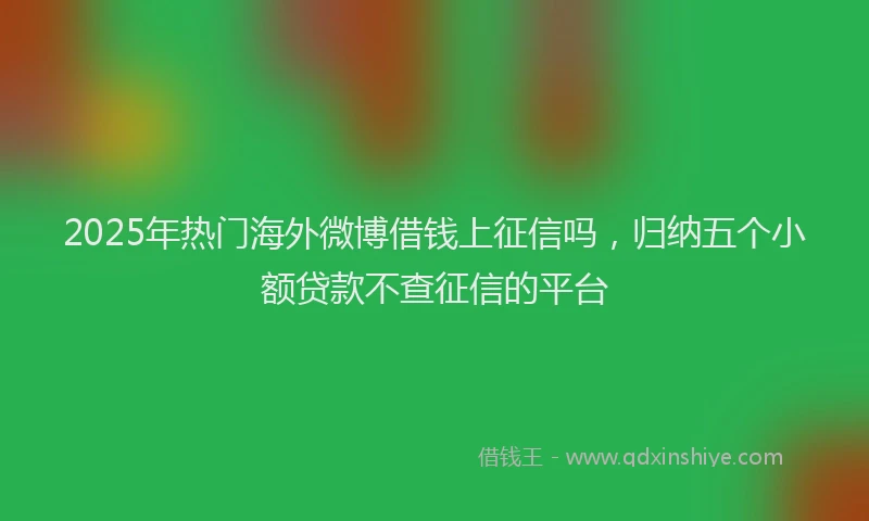 2025年热门海外微博借钱上征信吗，归纳五个小额贷款不查征信的平台