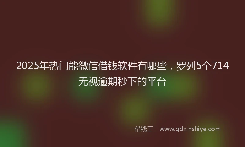 2025年热门能微信借钱软件有哪些，罗列5个714无视逾期秒下的平台