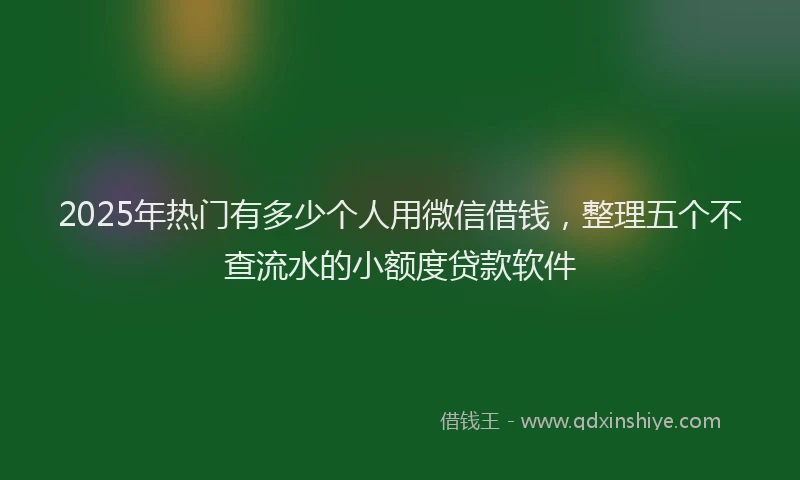 2025年热门有多少个人用微信借钱，整理五个不查流水的小额度贷款软件