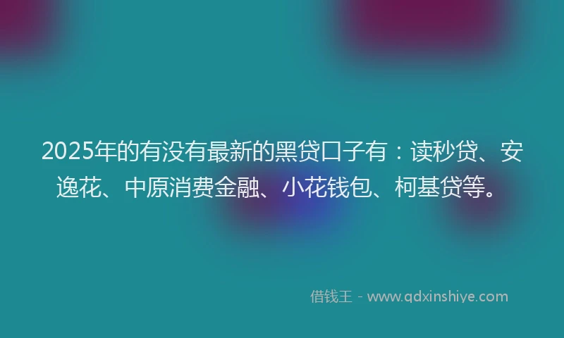 2025年的有没有最新的黑贷口子有：读秒贷、安逸花、中原消费金融、小花钱包、柯基贷等。