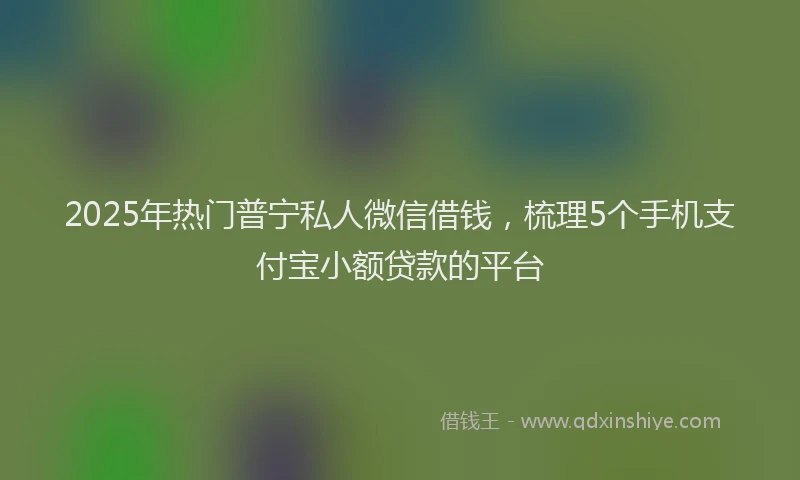 2025年热门普宁私人微信借钱，梳理5个手机支付宝小额贷款的平台