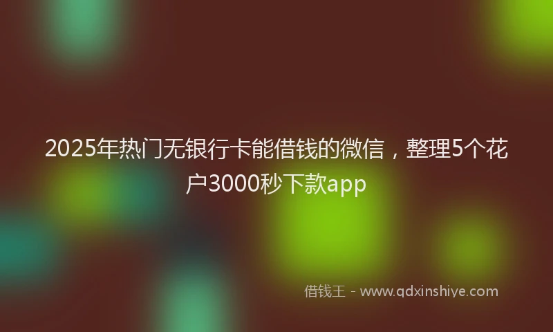 2025年热门无银行卡能借钱的微信，整理5个花户3000秒下款app