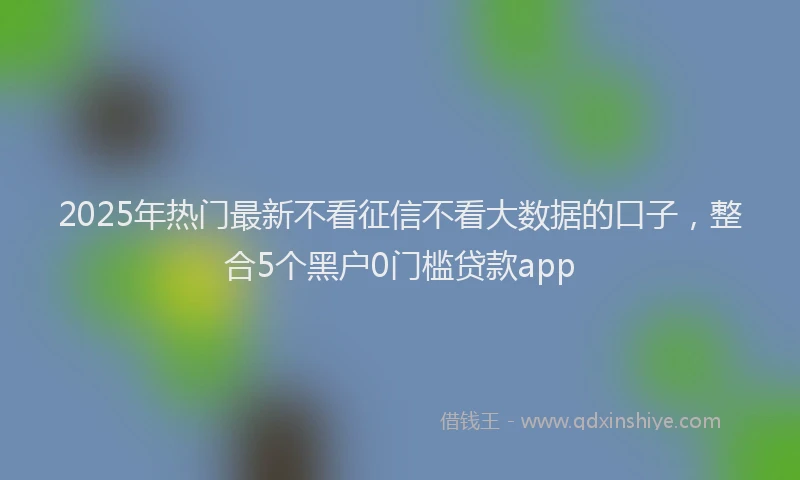 2025年热门最新不看征信不看大数据的口子，整合5个黑户0门槛贷款app
