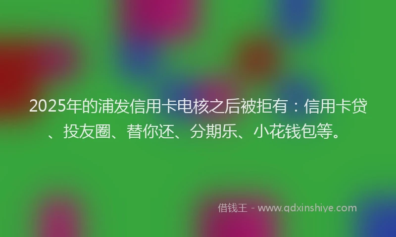 2025年的浦发信用卡电核之后被拒有：信用卡贷、投友圈、替你还、分期乐、小花钱包等。