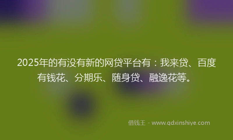 2025年的有没有新的网贷平台有：我来贷、百度有钱花、分期乐、随身贷、融逸花等。