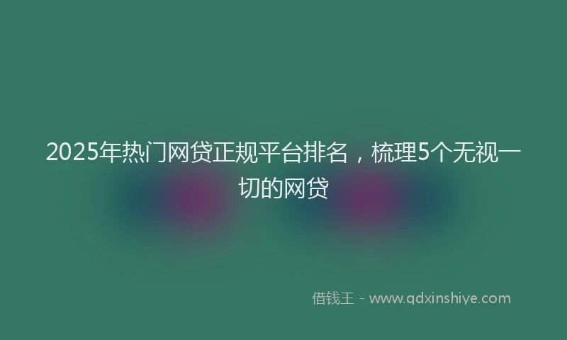 2025年热门网贷正规平台排名，梳理5个无视一切的网贷