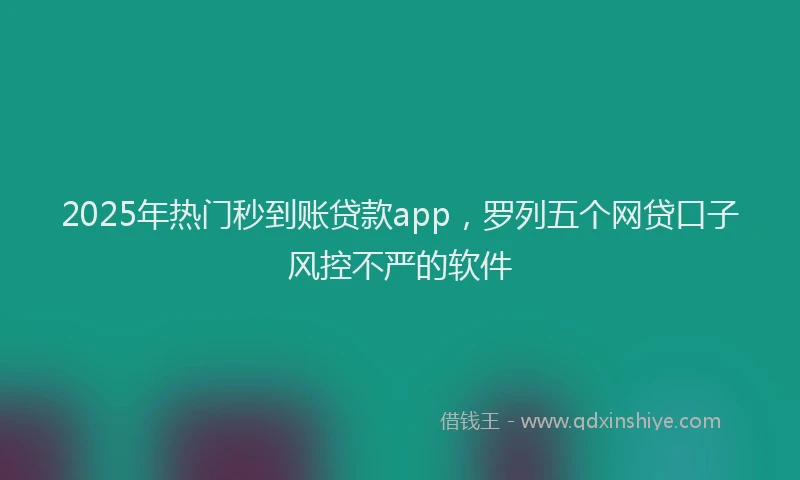 2025年热门秒到账贷款app，罗列五个网贷口子风控不严的软件