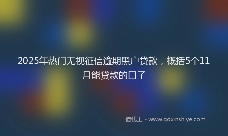 2025年热门无视征信逾期黑户贷款，概括5个11月能贷款的口子
