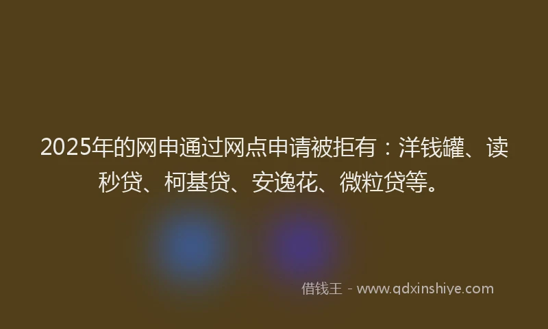 2025年的网申通过网点申请被拒有：洋钱罐、读秒贷、柯基贷、安逸花、微粒贷等。