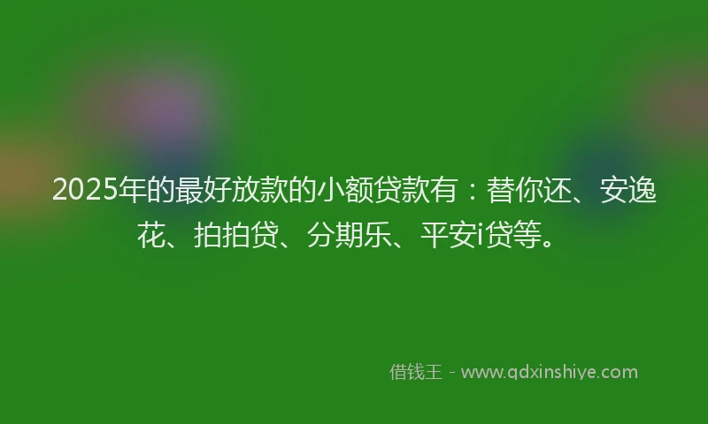 2025年的最好放款的小额贷款有：替你还、安逸花、拍拍贷、分期乐、平安i贷等。