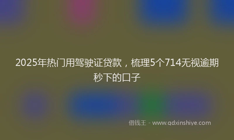 2025年热门用驾驶证贷款，梳理5个714无视逾期秒下的口子