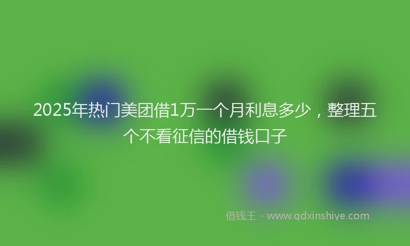 2025年热门美团借1万一个月利息多少，整理五个不看征信的借钱口子