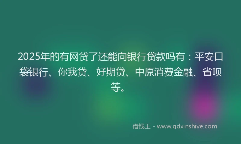 2025年的有网贷了还能向银行贷款吗有：平安口袋银行、你我贷、好期贷、中原消费金融、省呗等。