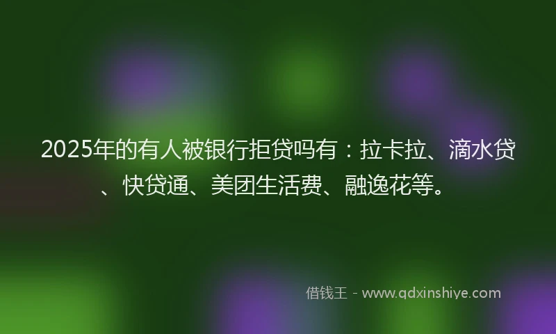 2025年的有人被银行拒贷吗有：拉卡拉、滴水贷、快贷通、美团生活费、融逸花等。