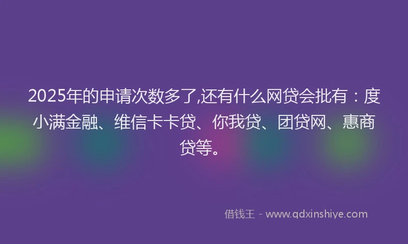 2025年的申请次数多了,还有什么网贷会批有：度小满金融、维信卡卡贷、你我贷、团贷网、惠商贷等。