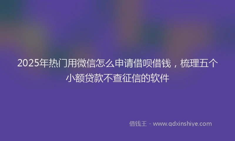 2025年热门用微信怎么申请借呗借钱，梳理五个小额贷款不查征信的软件