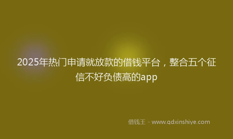 2025年热门申请就放款的借钱平台，整合五个征信不好负债高的app