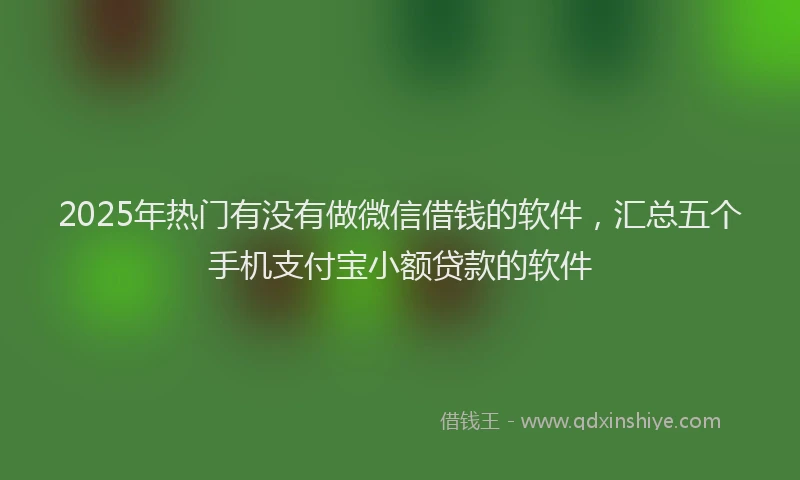 2025年热门有没有做微信借钱的软件，汇总五个手机支付宝小额贷款的软件